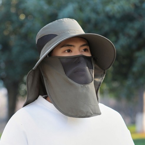 뷰틱스 자외선 차단 챙 넓은 햇빛가리개 등산 모자, 진 카키