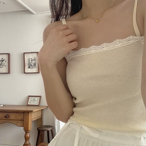 발레리 레이스 크롭 나시 (레이어드/골지/끈나시)