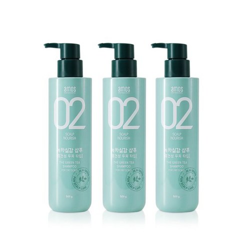 아모스프로페셔널 아모스 녹차실감 샴푸 중건성용 500g (촉촉한타입) 1+1+1 (eTV), 단일옵션, 단품