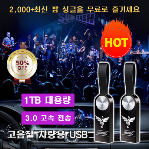 고품질 자동차 탑재 USB 자동차/컴퓨터/ 스마트 tv 등 오디오 장비, 64GB(약 2700곡), USB(어댑터&나무 상자)