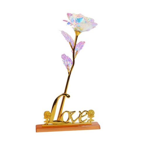 기념일 어머니의 날 발렌타인 데이를 위한 스탠드가 있는 인공 장미 꽃, 황금, 25CM, 플라스틱