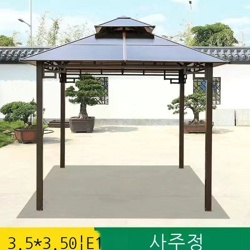 Fuhe 야외 정자 사각정자 PC 햇빛판 오두막 농가락 텐트 별장 정원 사주정 농장막 .x.미터 사주정, 3.5x3.5미터 사주정