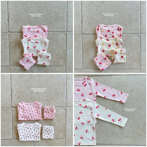 포근한 꿈결을 선물하는, 다조아 여아용 유아실내복 상하세트 다조아실내복