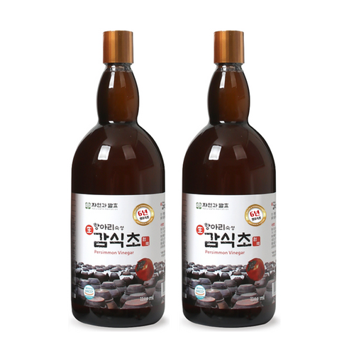 자연과발효 6년숙성 자연발효 감식초 1.1리터 2병 항아리숙성 유리병, 1.1L, 2개