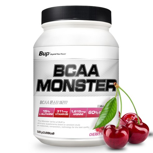 BUP BCAA 몬스터 체리맛 아미노산 보충제, 500g, 1개 헬스보충식품