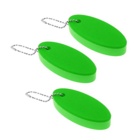요트 수상 스포츠를위한 로트 3 타원형 폴리 우레탄 폼 플로팅 키 체인 열쇠 고리 키 플로트, 녹색, 설명