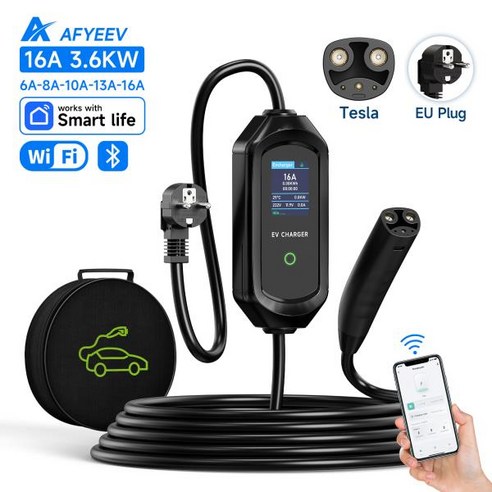 AFYEEV 테슬라 EVSE 충전 박스용 휴대용 EV 충전기 EU 미국 CEE 플러그 테슬라 모델 X Y S 3 용 전기, 1)EU plug 3.6KW