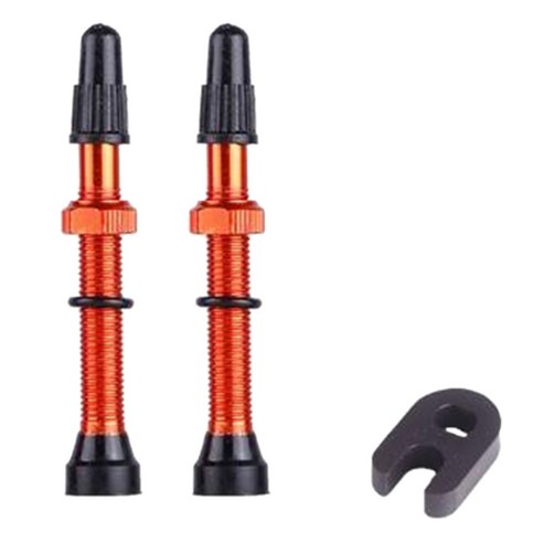 1Pair 자전거 60mm 도로 자전거 튜브 타이어 용 밸브 황동 코어 합금 줄기 튜브리스 밀봉 제 호환, 하나, 주황색