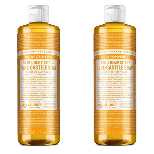 닥터브로너스 퓨어 캐스틸솝 시트러스 473ml 2팩 Dr Bronners, 2개