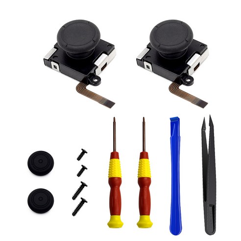 AFBEST 트라이 윙 크로스 드라이버 수리 키트가있는 Nintendo 스위치 JoyCon 컨트롤러 용 12 PCS 3D 아날로그 조이스틱 교체, 1개, 보여진 바와 같이