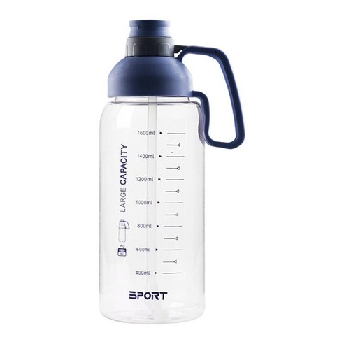 1800ML 대용량 휴대용 동기 부여 물병 체육관 스포츠 휘트니스 러닝 라이딩을위한 일일 수화 주전자, H, 31x10cm, PC 플라스틱