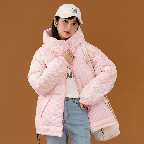 고품질의 질감 감각 다운 재킷 여성 한국어 스타일 느슨한 인터넷 연예인 두꺼운 빵 코튼 패딩 자켓
