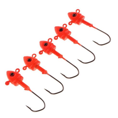 5pcs 지그 헤드 낚시 후크 미끼 미끼 지깅베이스 snakehead 메기 잉어 송어 연어, 레드, 14g, 금속