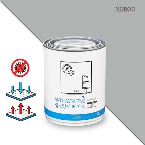 노루페인트 수성 기본형 결로방지용 페인트 1L 풀세트, 그레이, 1세트 결로방지페인트 9 노루페인트 결로방지 페인트 1L, 프로스티그레이 SP1040, 1개