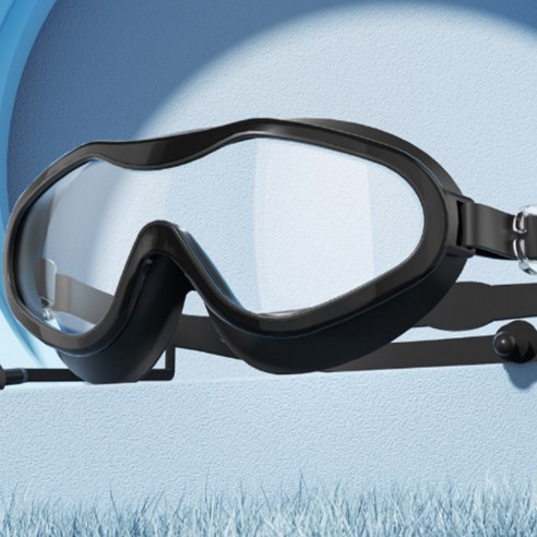 스타일빌리지 여름 수영 고글 물안경 스윔 스노쿨링 수경 귀마개 일체형, 블랙, 1개