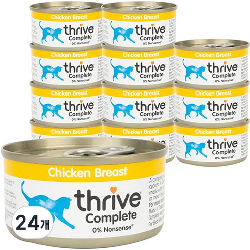 쓰라이브 컴플리트 그레인프리 고양이 주식캔, 닭, 75g, 24개