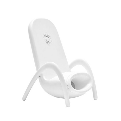 아이폰 의자 모양에 대한 증폭기 무선 충전기 전화 홀더, 9.8x9.8x14.2cm, ABS, 하얀