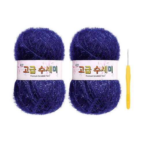 울클럽 별꽃수세미 DIY 고급수세미실 80g 2볼 + 코바늘 6호 (동영상제공), 146보라빛파랑