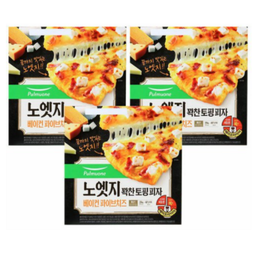 [풀무원]노엣지 꽉찬토핑 피자 파이브치즈x3판세트, 단품