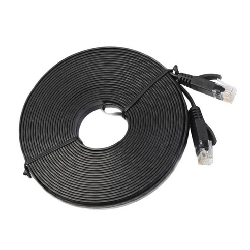 클립이 있는 Cat 6 이더넷 케이블 82피트 - Cat5e/Cat5 평면 인터넷 네트워크 LAN 패치 코드보다 빠름 검정, 블랙, 25 미터, 플라스틱