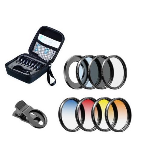 범용 52mm 모바일 카메라 렌즈 클립 컬러 CPL UV 필터 키트 아이폰 화웨이 삼성 샤오미 안드로이드 IOS 스마트폰