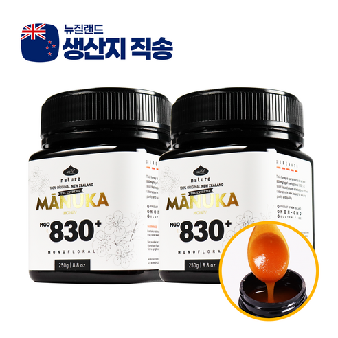 와일드네이처 100% 뉴질랜드 마누카꿀 MGO830+ UMF20+ 동일수치, 1개, 250g