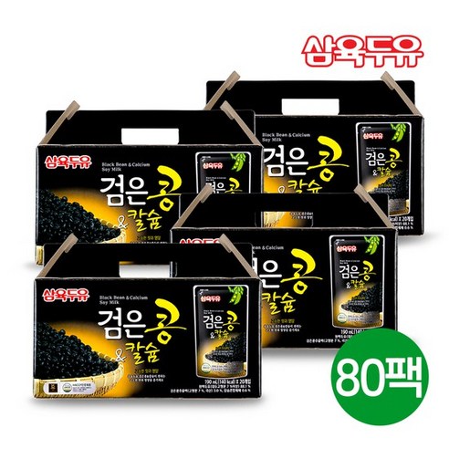 [삼육식품] 삼육두유 검은콩 앤 칼슘 파우치 190ml 80팩, 80개
