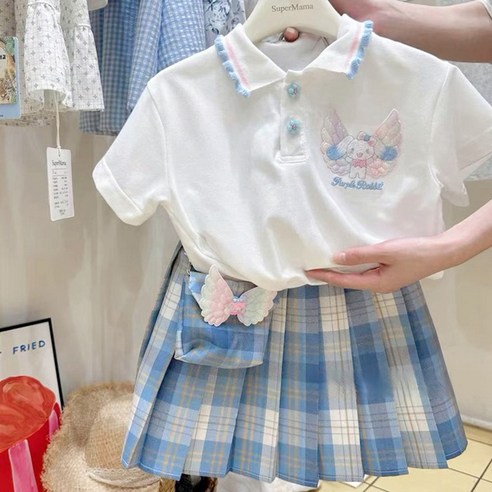 몰리앤씨 여아 쿠로미 시나모롤 반팔티 주름치마 상하복 세트