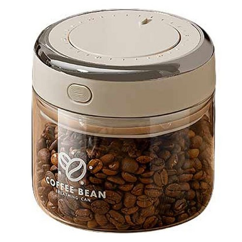 커피 원두 전용 밀봉 용기 500ml, 베이지 + 클리어, 1개