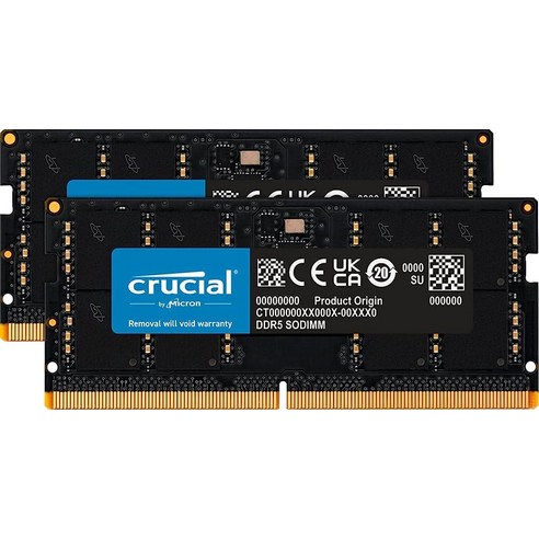 크루셜 Crucial RAM 32GB 키트 (2x16GB) DDR5 5600MHz (또는 5200MHz 또는 4800MHz) 노트북 메모리 CT2K16G56C46S5 [관부가세 포, 64GB Kit (2x32GB)