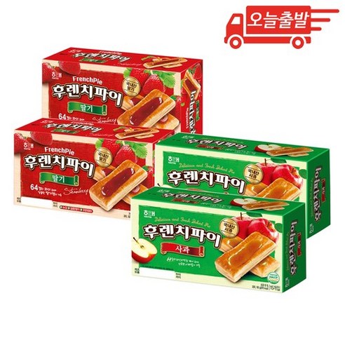 오늘출발 해태 후렌치파이 15개입 192g 딸기 + 사과 각 2개 (총4개)