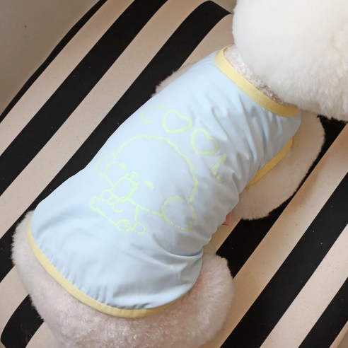 강아지 여름옷 아이스크림 야광 쿨나시(자외선 차단 UPF 50+), 블루