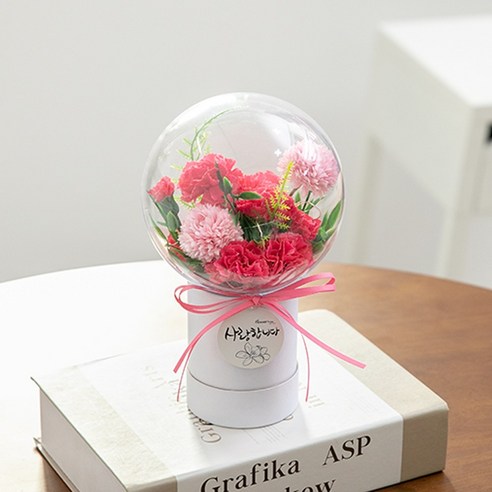 LED 엔젤 벌룬 카네이션 화분 set 19cm 어버이날 스승의날 부모님 감사 선물 개업 축하 조화 장식, 단품, 1p