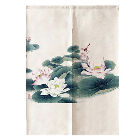 DFMEI.문발.Curtain --연꽃 문발 패브릭 침실 거실 민박 면마 차단 반커튼 풍수 커튼 문발, DFMEI.로터스 15, wine_165183367746aaaa_00141{65