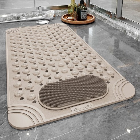 지아나 욕실 욕조 물 잘빠지는 고급 미끄럼방지 발 마사지 각질제거 매트 50x80cm, 베이지