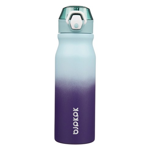 bjpkpk 스테인리스 스틸 원터치 스트로우 보온병, 그라데이션 오션 판타지, 1개, 750ml