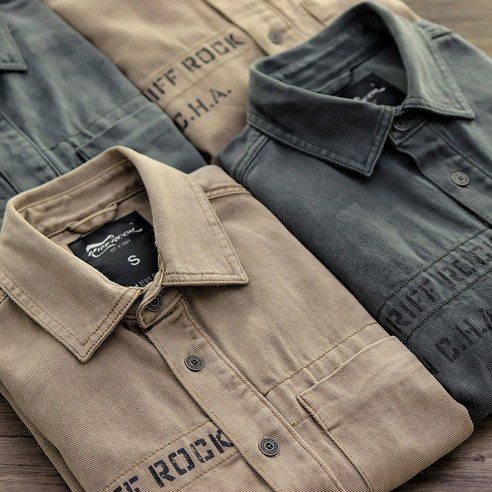 KORELAN 셔츠 재킷 남성 아메리칸 군사풍 레트로 작업복 두꺼운 봄 겨울 캐주얼 상의 작업복 셔츠