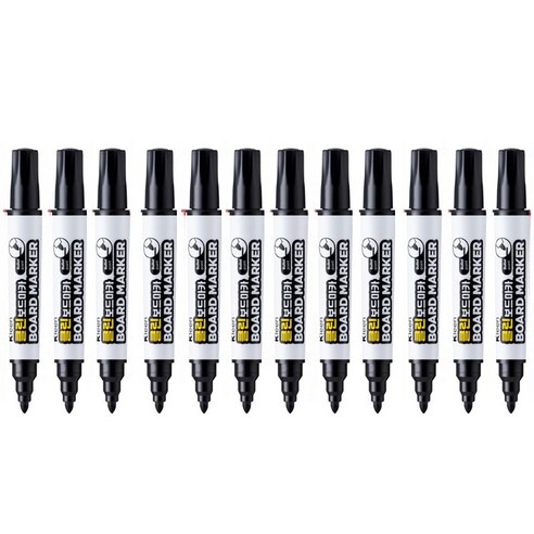 라인플러스 클린 보드마카 1~3.4mm, 흑색, 12개