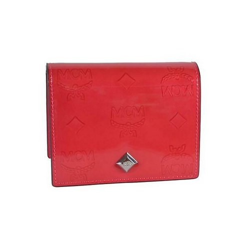 204925 MCM 엠씨엠 여자 0295 핑크 Patent 가죽 Visetos 로고 미니 Flap 지갑