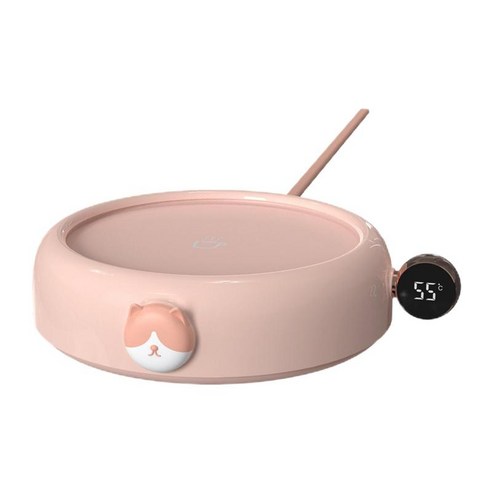 따뜻한 컵 매트 USB 난방 온도 조절기 커피 우유 차 음료 데스크탑 사무실 홈 컵 워머, 핑크 고양이, 148x125x36mm(5.82x4.92x1.41인치), ABS