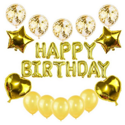 GAM 이벤트 파티 풍선 세트 생일파티 파티용품 생일파티세트 생일풍선 생일파티용품, 샤인블링-메탈골드