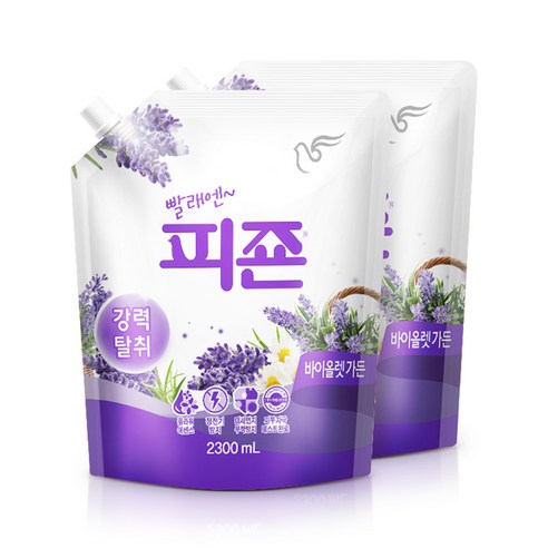 피죤 강력탈취 섬유유연제 바이올렛, 2300ml, 2개