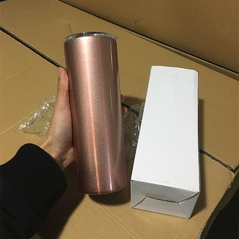 KORELAN20oz 직신 컵 창의 보온 커피 빨대 컵 야외 304 스테인리스강 자동차 컵, 로즈 골드 배합 플라스틱 빨대, 20oz 배평 덮개