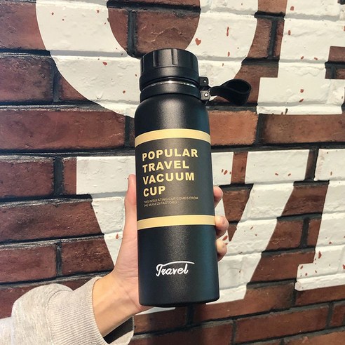 보온병 컵 스포츠 남자 대용량 주전자 차 필터 휴대용 학생 스테인레스 스틸 Ml 컵, 650Ml/블랙+차필터, 하나