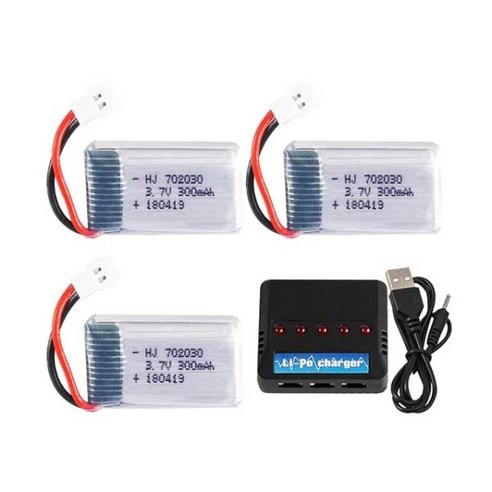 3.7V 300mAh 702030 Lipo 배터리 충전기 포함 Udi U816 U830 F180 E55 FQ777 FQ17W Hubsan H107 Syma X11C FY530 RC, [02] 3pcs C, 02 3pcs C