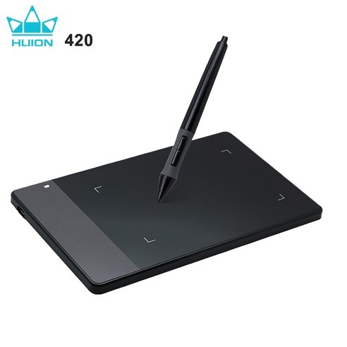 컴퓨터 주변 장치 원래 huion 420 4 인치 디지털 태블릿 미니 usb 서명 펜 태블릿 그래픽 드로잉 태블릿 osu 게임 태블릿, 검은색, 01 Black