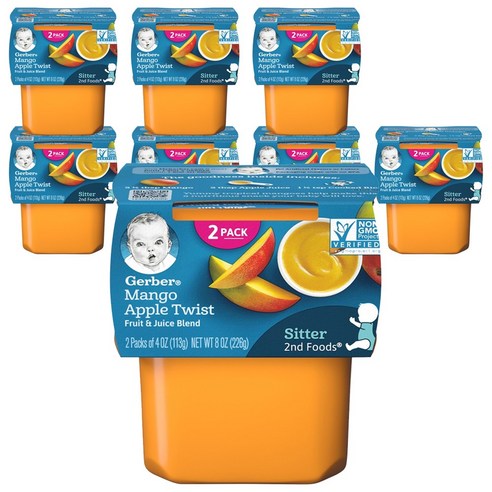 거버 어린이 과일퓨레 226g, 망고 애플 트위스트(Mango Apple Twist), 8개