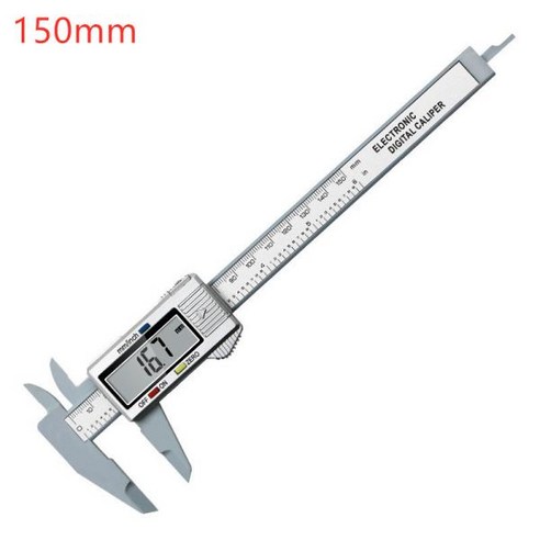 캘리퍼스 노기스 두께측정 공구 150mm 6 인치 전자 디지털 캘리퍼스 탄소 섬유 버니어 게이지 마이크로 미, [02] Silver-150MM