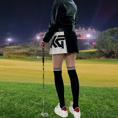 바이진주리본 오버니삭스 투톤 골프스타킹 1+1, 2.블랙+블랙, 2개