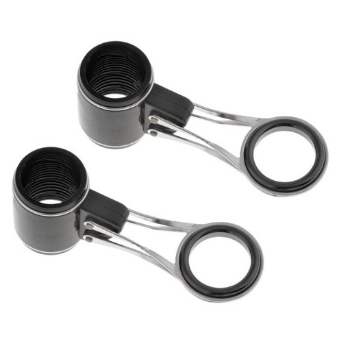 2x 낚싯대 가이드 링 부품 DIY 폴 수리 키트, 블랙 실버, 설명, 스테인레스 스틸